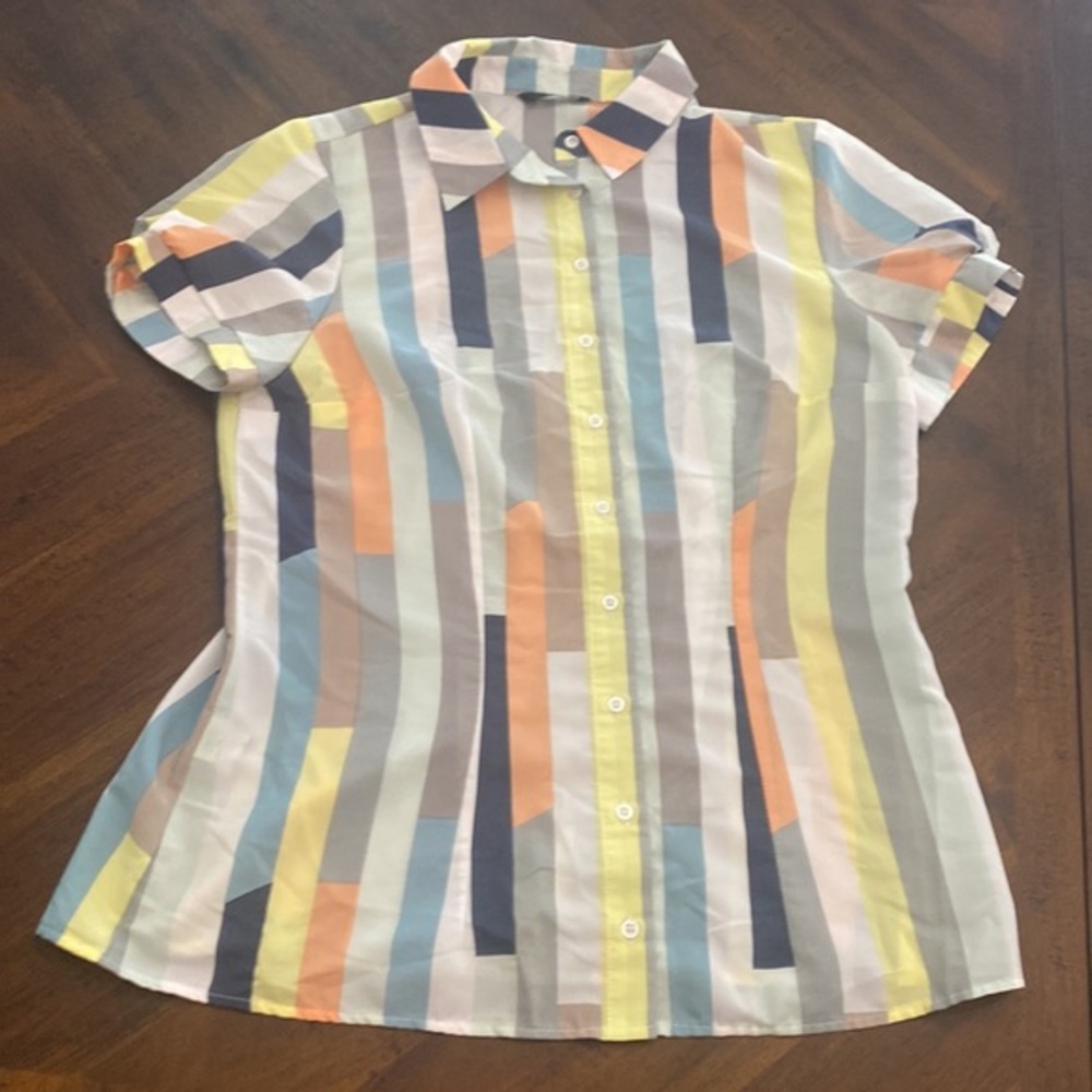 Nife color block blouse Large (40) women’s pastel colors button up